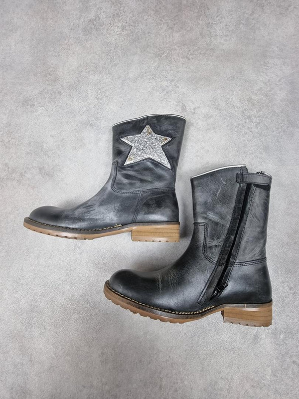 bottes hip fille noir/argent avec une étoile - Taille 32 Réf: C0245