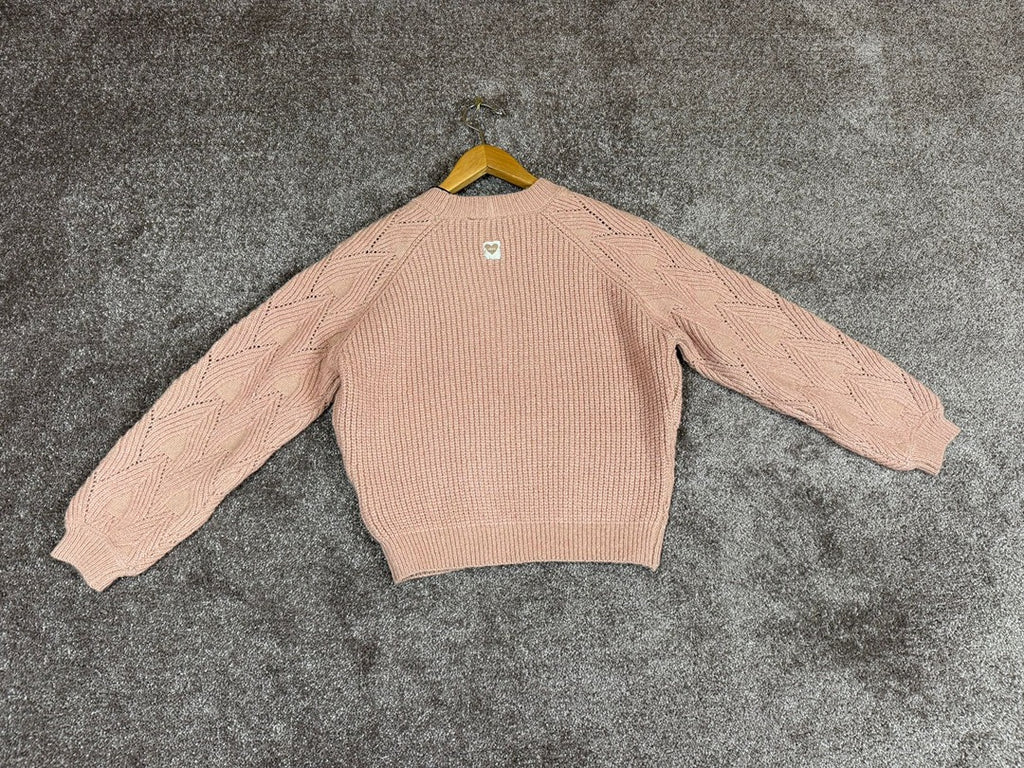 Pull tricot Ikks Rose Fuchsia mances jacquard fille - 10 Ans Réf: 0016