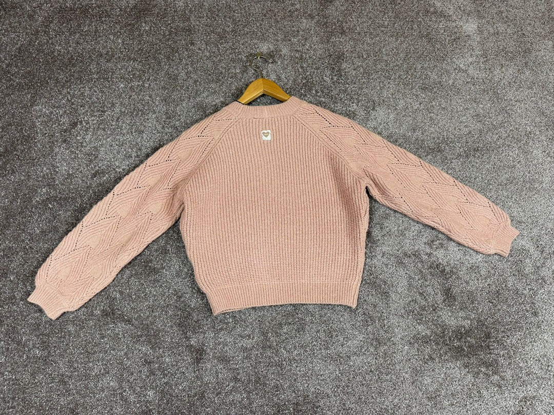 Pull tricot Ikks Rose Fuchsia mances jacquard fille - 10 Ans Réf: 0016