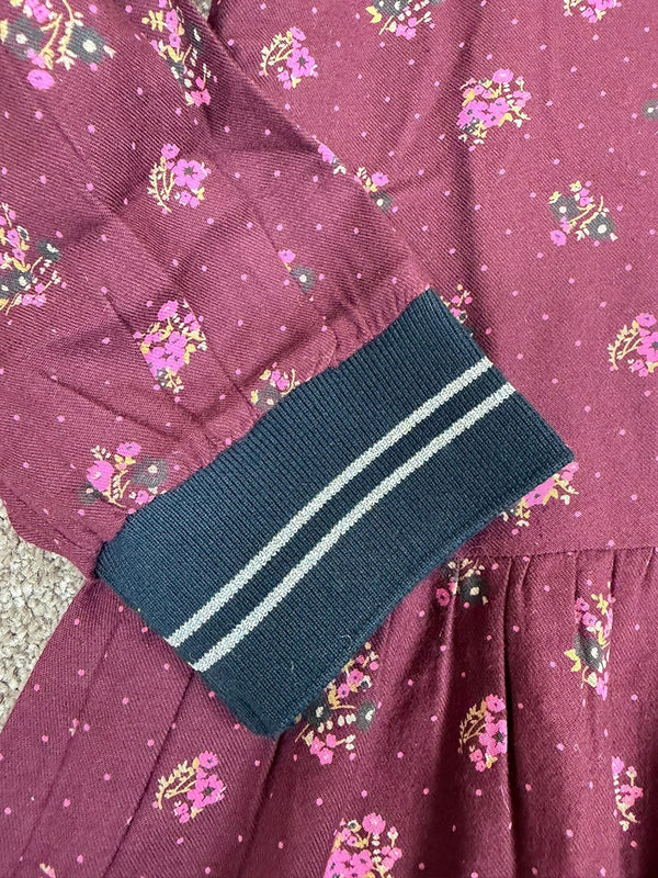 Robe manches longues Ikks bordeaux fleurie fille - 10 ans