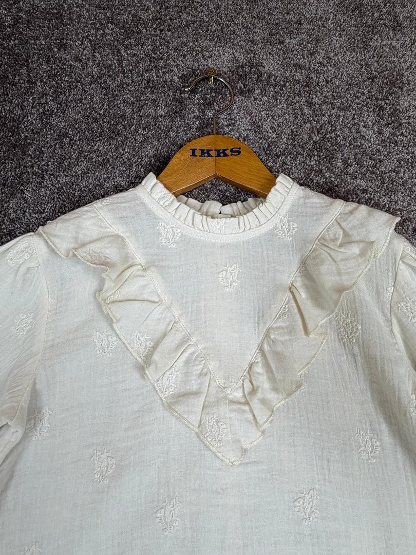 Chemise écrue gaze de coton brodée fleurs fille Ikks - 10 years / 140 cm