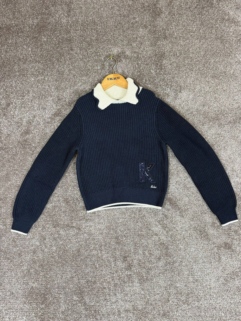Pull Marine tricot col écru Ikks Marine fille - 14 Ans Réf: 020