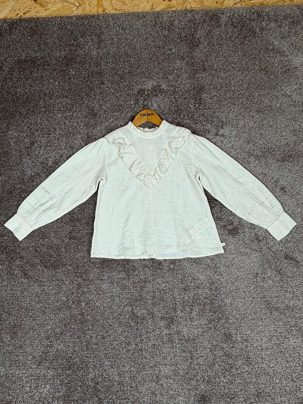 Chemise écrue gaze de coton brodée fleurs fille Ikks - 10 years / 140 cm