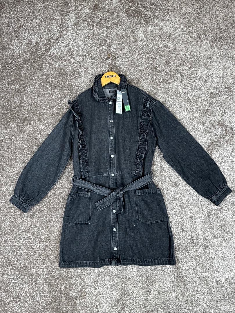 Robe en jean gris ceinturée détails volants Ikks fille - 4 years / 104 cm