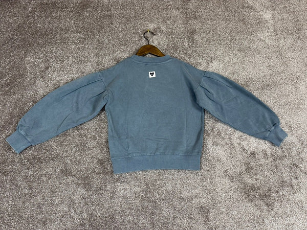 Sweat bleu coton Bio maxi broderies dorées fille Ikks - 10 years / 140 cm Réf: 018