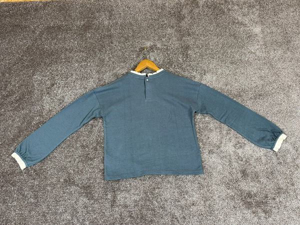Pull fille colcolerette brodé mancheslonues Ikks bleu gris file - 10 ans Réf: 017