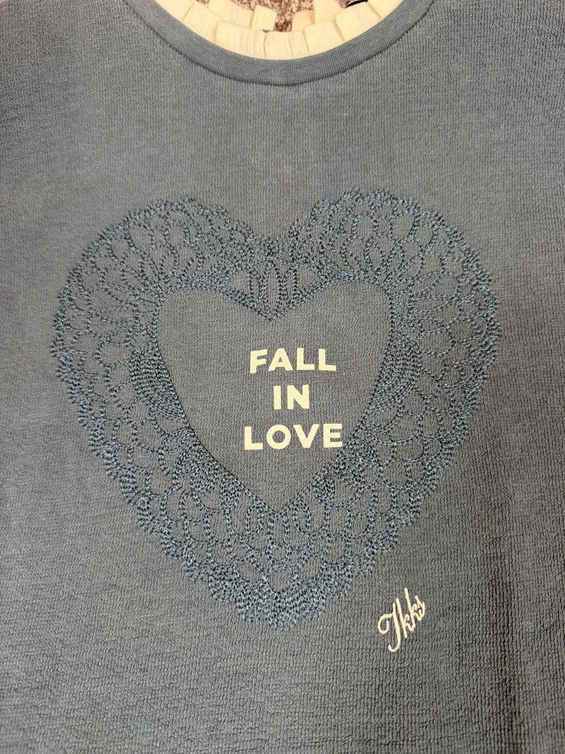 Pull fille colcolerette brodé mancheslonues Ikks bleu gris file - 10 ans Réf: 017