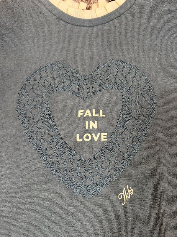 Pull fille colcolerette brodé mancheslonues Ikks bleu gris file - 10 ans Réf: 017