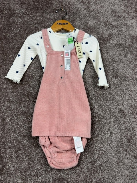 Ensemble robe bloomer et tee-shirt Ikks rose et blanc - 18 mois / 80cm Réf: 0628