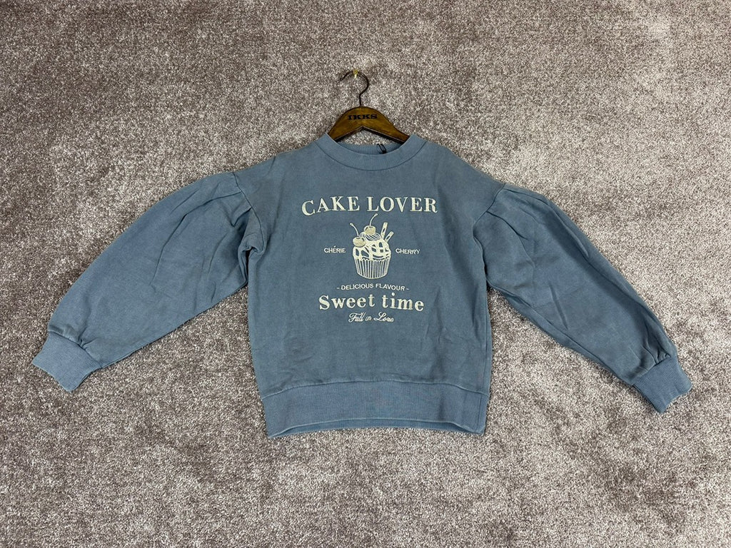 Sweat bleu coton Bio maxi broderies dorées fille Ikks - 10 years / 140 cm Réf: 018