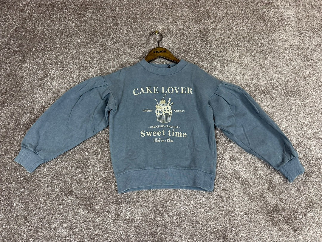 Sweat bleu coton Bio maxi broderies dorées fille Ikks - 10 years / 140 cm Réf: 018