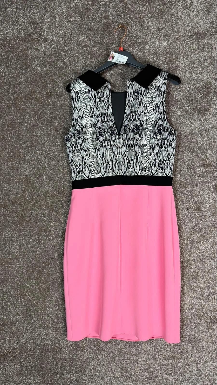 Robe élégante rose & noir – Taille 40 – Neuve avec étiquette Ref: 278