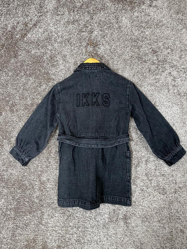 Robe en jean gris ceinturée détails volants Ikks fille - 4 years / 104 cm