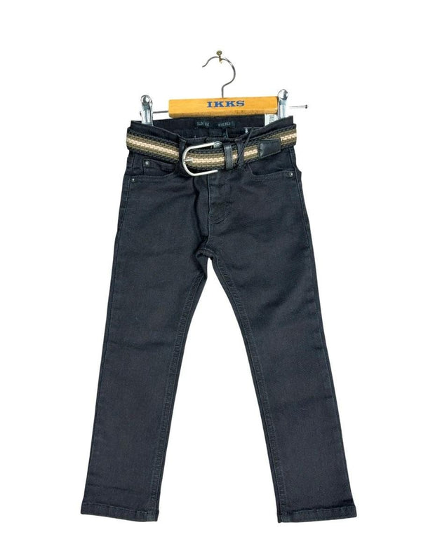Jean Slim Ikks Noir Avec Ceinture - 3 Ans