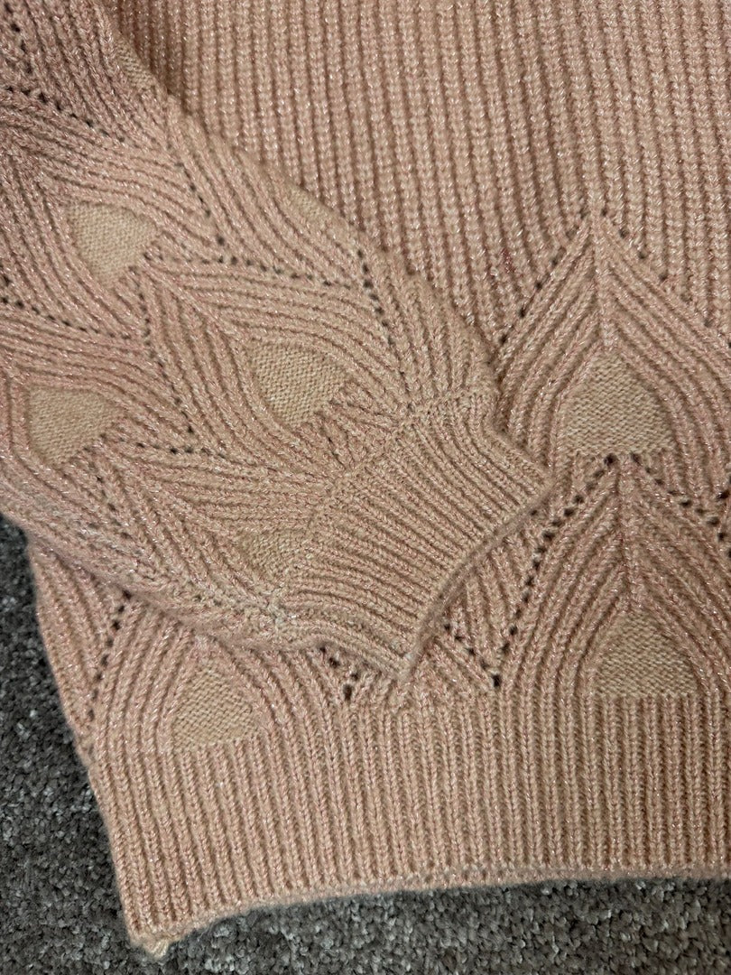 Pull tricot Ikks Rose Fuchsia mances jacquard fille - 10 Ans Réf: 0016