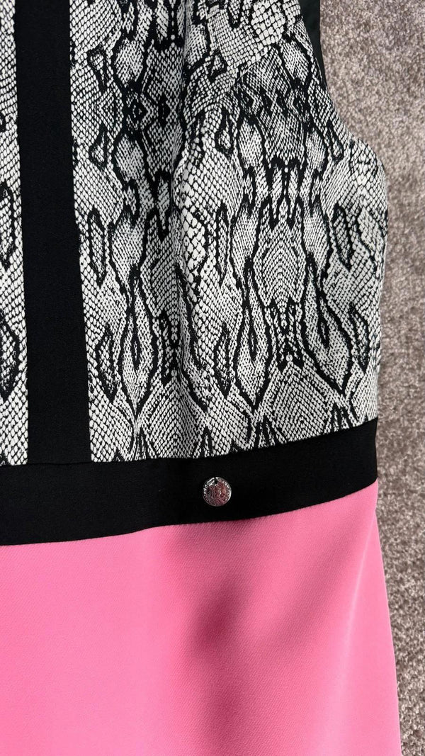 Robe élégante rose & noir – Taille 40 – Neuve avec étiquette Ref: 278