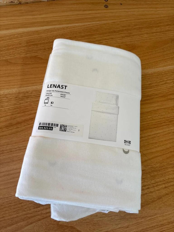 Parure de lit bébé Ikea 110x125 cm + taie d’oreiller – Blanc – Neuve