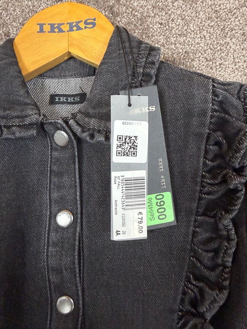 Robe en jean gris ceinturée détails volants Ikks fille - 4 years / 104 cm