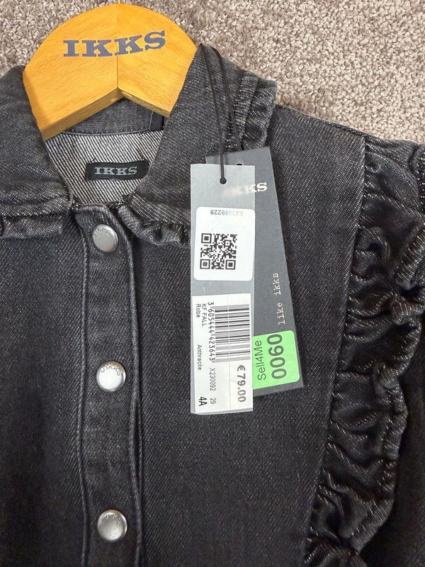Robe en jean gris ceinturée détails volants Ikks fille - 4 years / 104 cm