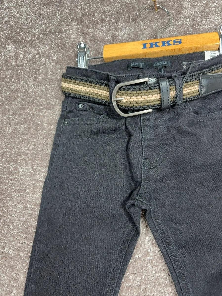 Jean Slim Ikks Noir Avec Ceinture - 3 Ans