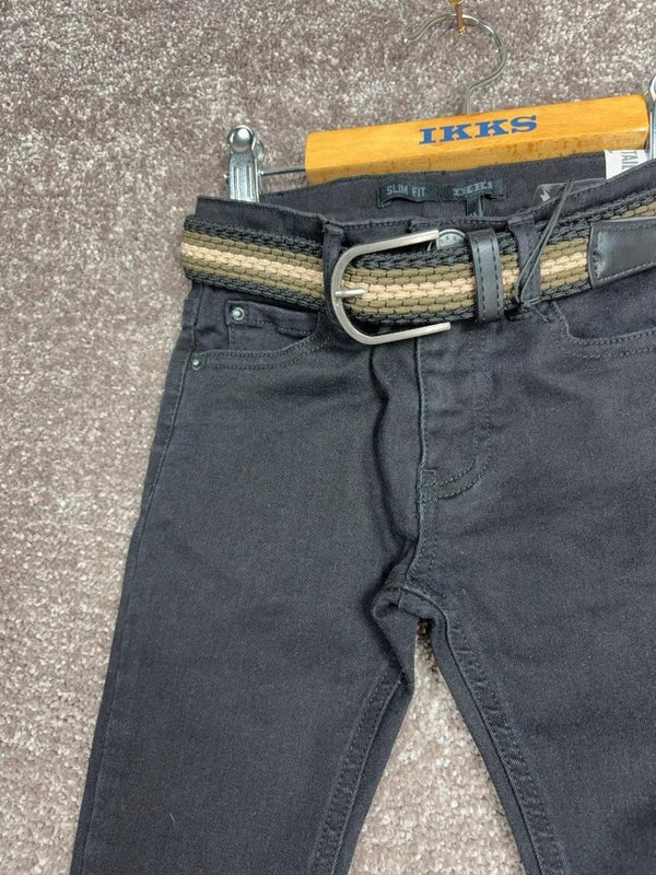 Jean Slim Ikks Noir Avec Ceinture - 3 Ans