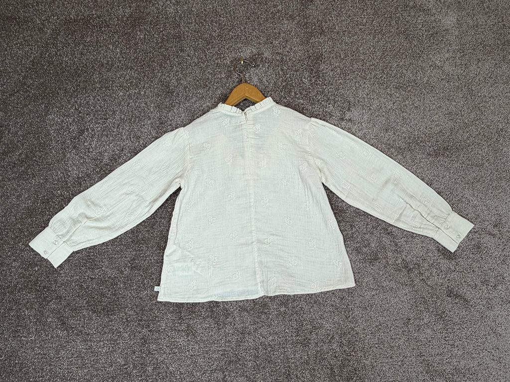 Chemise écrue gaze de coton brodée fleurs fille Ikks - 10 years / 140 cm