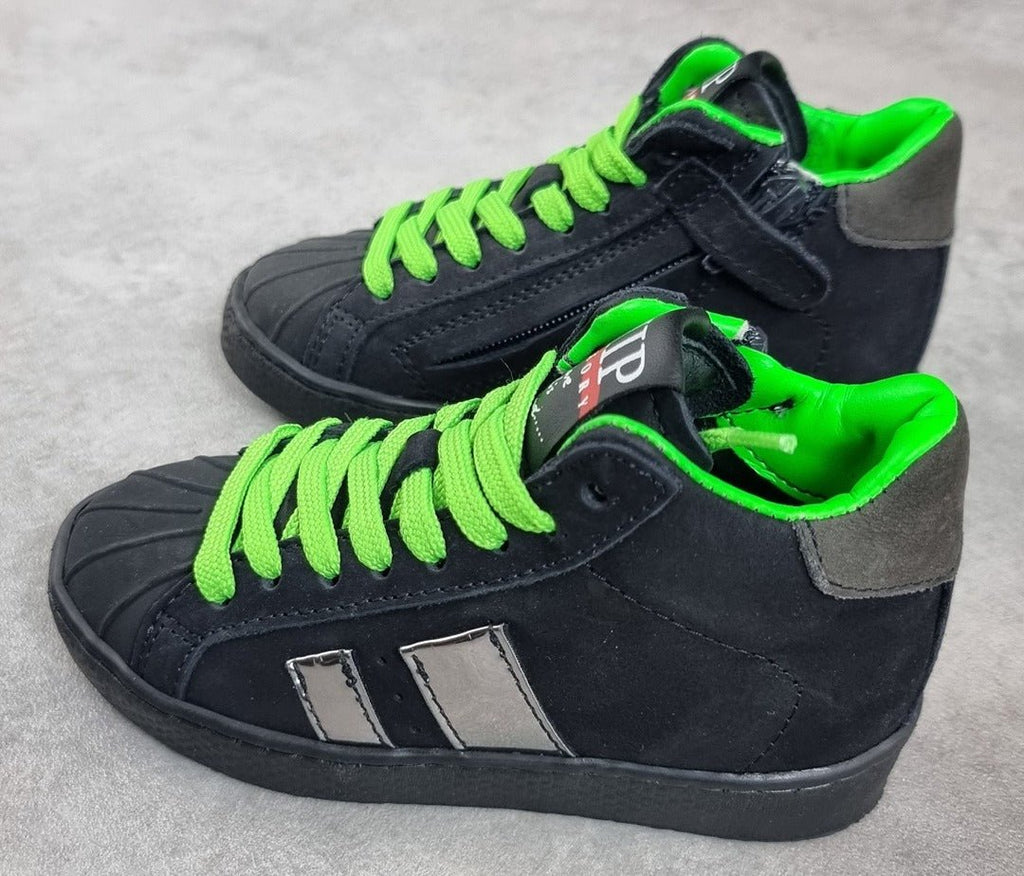 Baskets garçon Hip noires à lacets verts - Pointure 25 C023 - Sell4Me