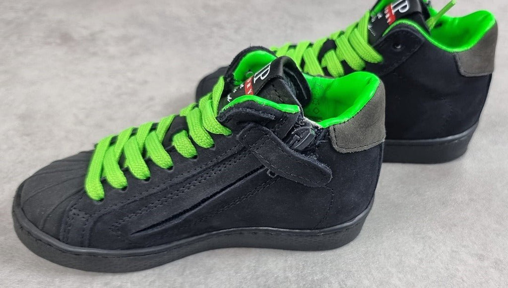 Baskets garçon Hip noires à lacets verts - Pointure 25 C023 - Sell4Me