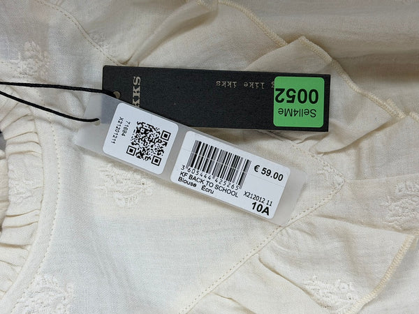 Chemise écrue gaze de coton brodée fleurs fille Ikks - 10 years / 140 cm