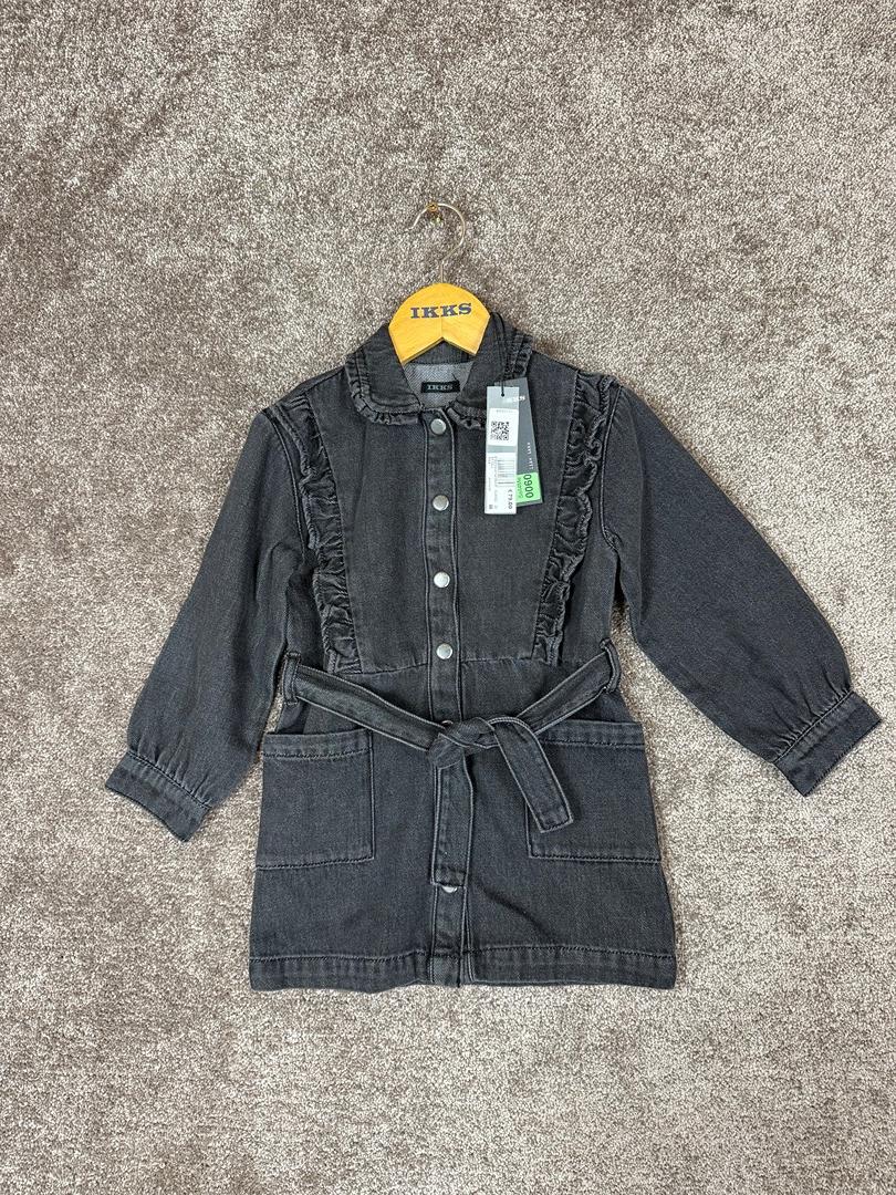 Robe en jean gris ceinturée détails volants Ikks fille - 4 years / 104 cm