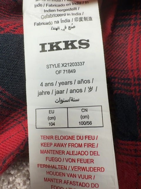 Chemise garçon Ikks rouge et noir - 4 ans / 104 cm Réf: 644 - Sell4Me