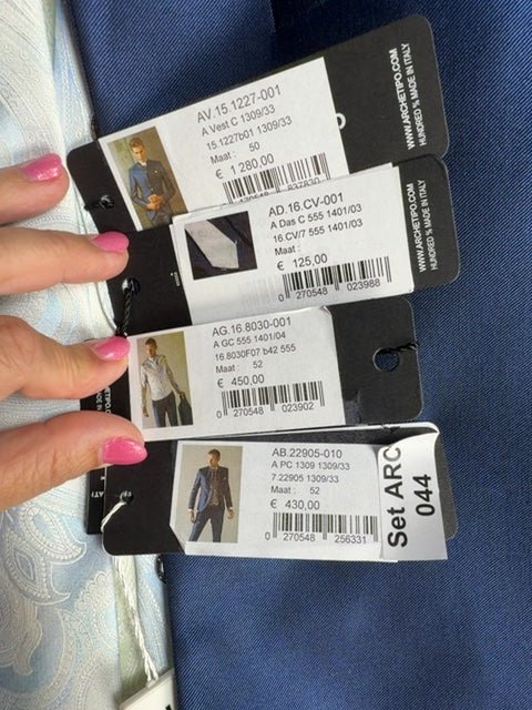 Costume Haute couture, gillet, cravatte et pantalons Cleofe Finati Bleu- Taille 50 - Sell4Me