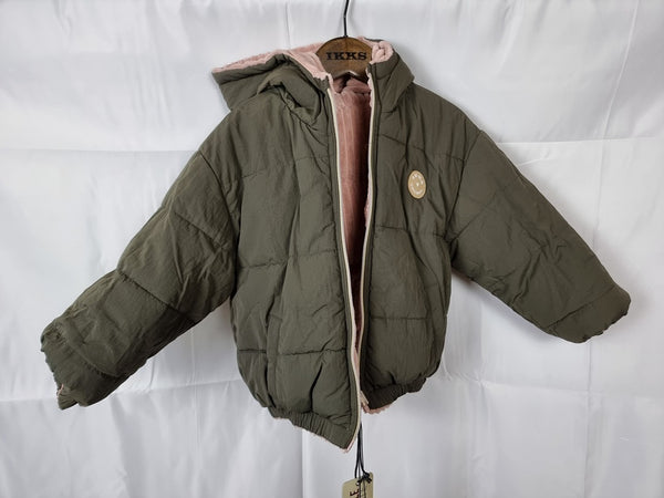 Manteau Doudoune réversible Ikks Rose et Vert - 3 ans