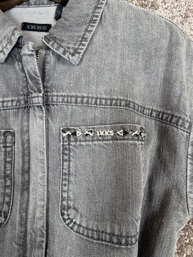 Robe en jean gris coton bio ceinturé imprimée fille Ikks - 8 ans