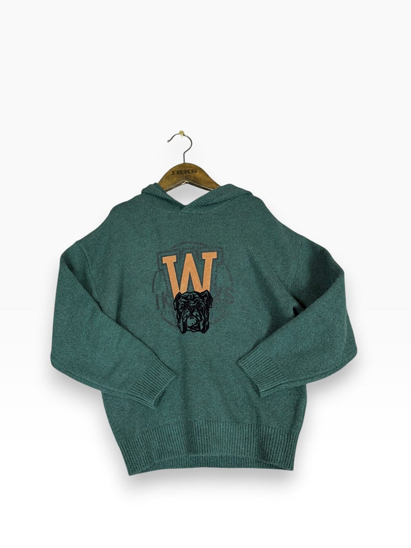Pull à capuche Ikks vert tricot garçon - 8 ans Réf: 0032