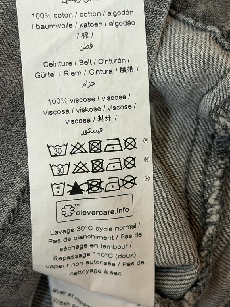Robe en jean gris coton bio ceinturé imprimée fille Ikks - 8 ans