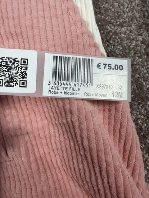 Ensemble robe bloomer et t-shirt Ikks rose et blanc - 12 mois Réf: 624 - Sell4Me