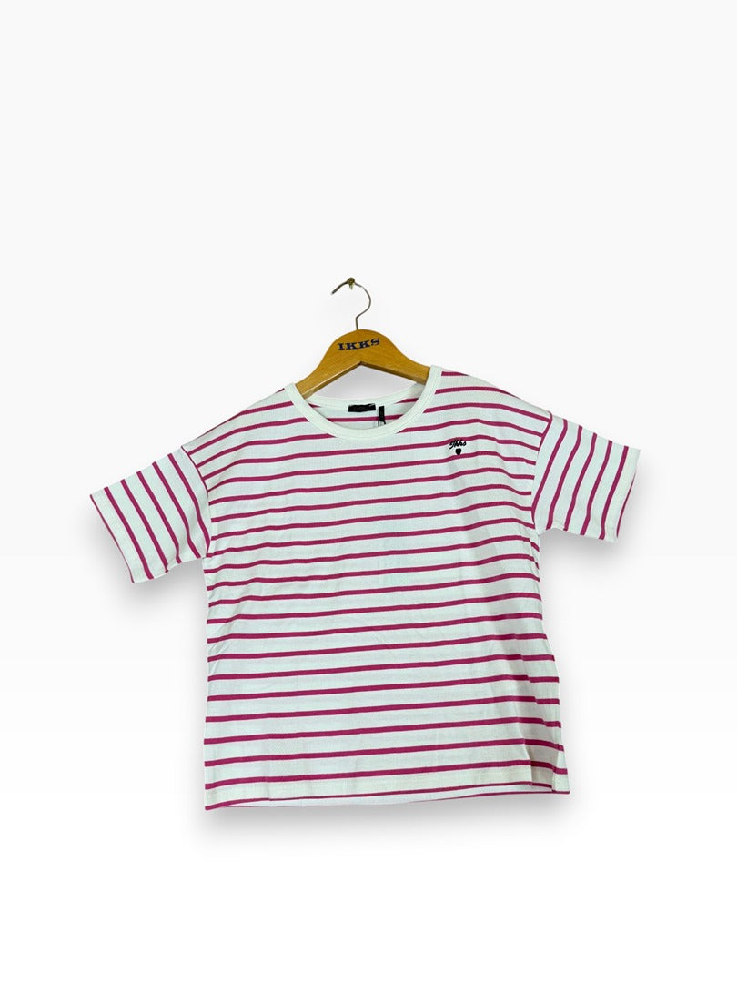 T-shirt marinière Ikks rose - 10 ans