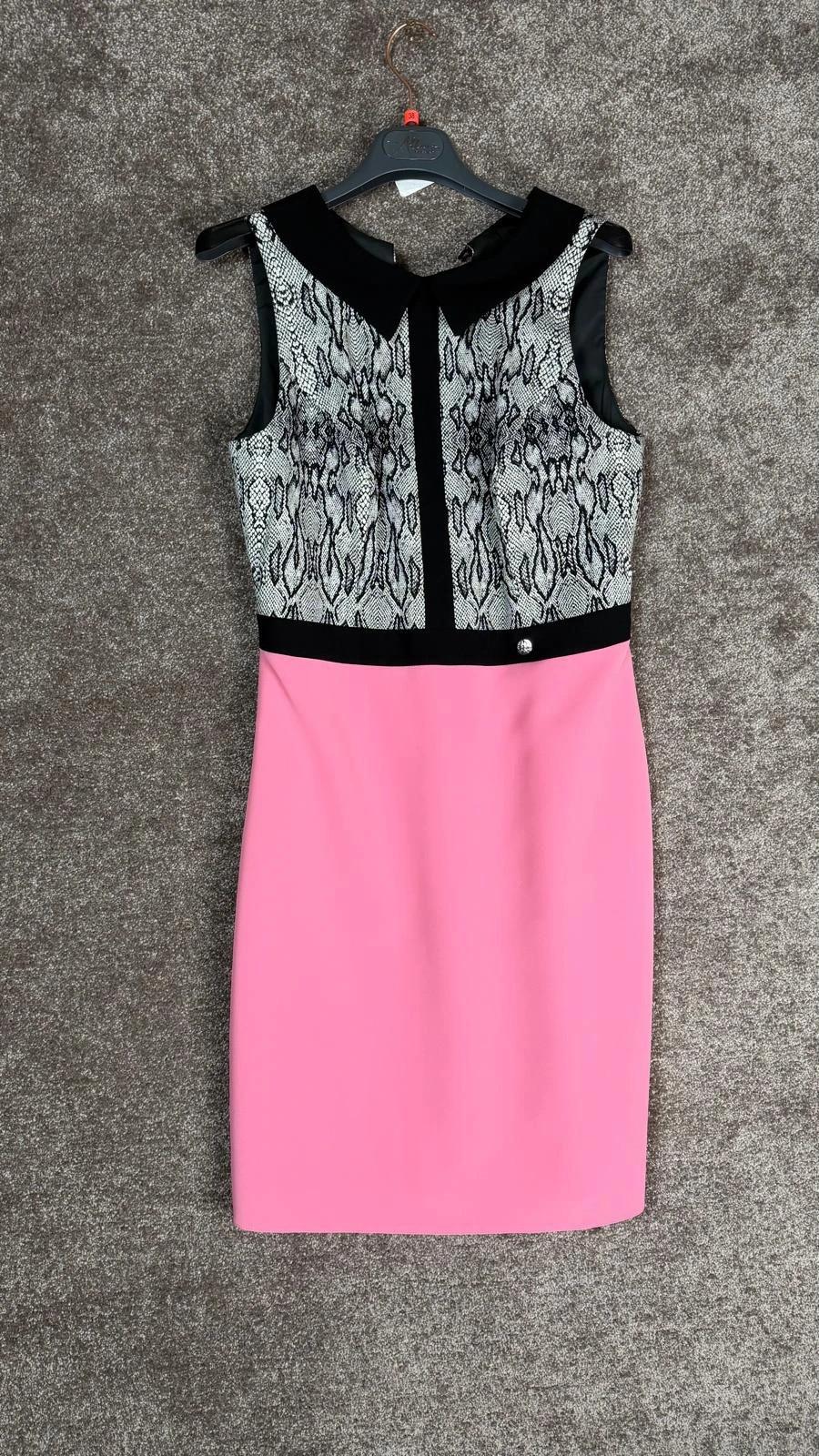 Robe élégante rose & noir – Taille 40 – Neuve avec étiquette Ref: 278 Image principale du produit