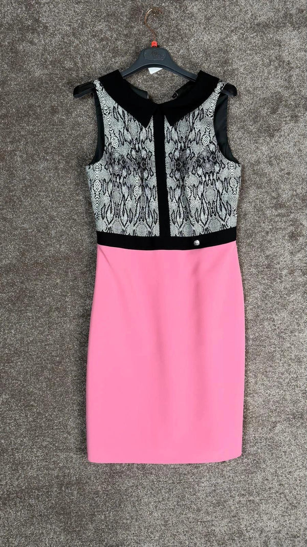 Robe élégante rose & noir – Taille 40 – Neuve avec étiquette Ref: 278