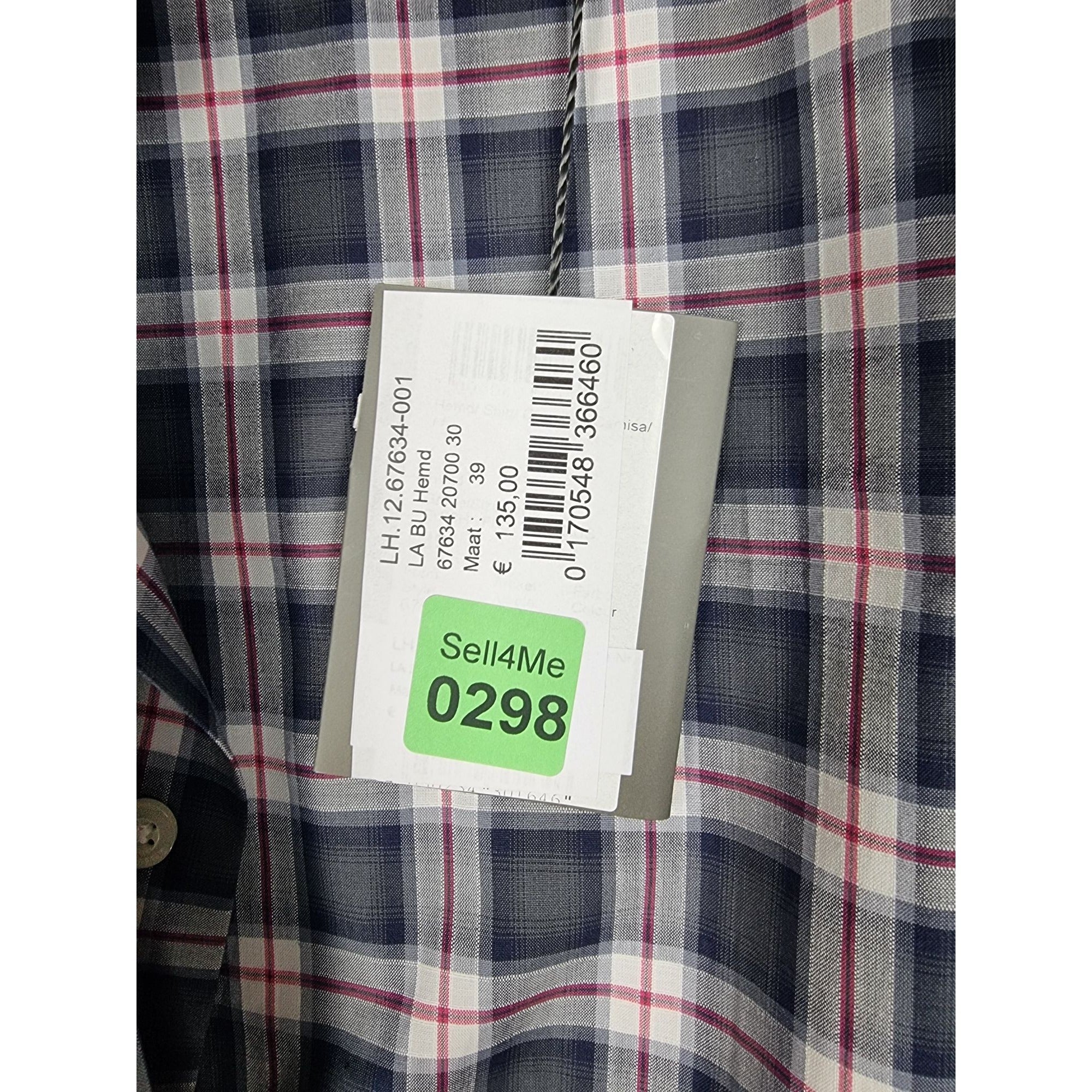 Karl Lagerfeld Mens Slim Fit Navy Plaid Button-Up Shirt Long Sleeves Cotton Blend Size 39 - Sell4Me