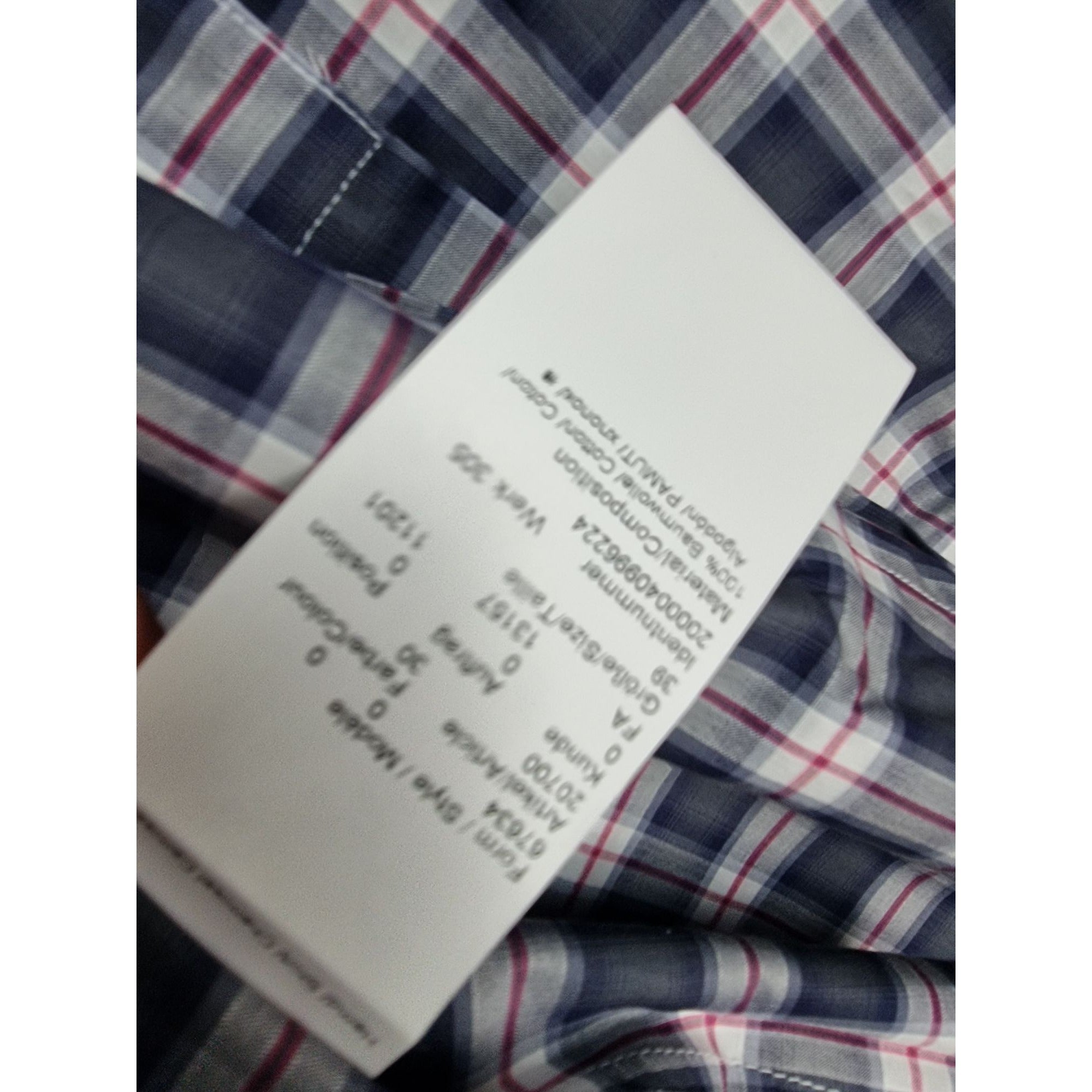 Karl Lagerfeld Mens Slim Fit Navy Plaid Button-Up Shirt Long Sleeves Cotton Blend Size 39 - Sell4Me