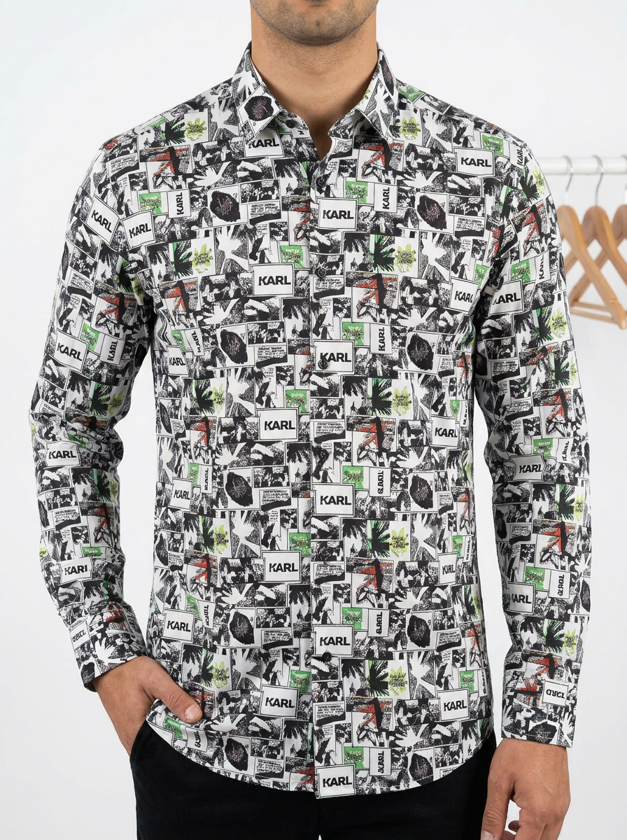 Chemise Karl Lagerfeld Motif Bd Noir - S