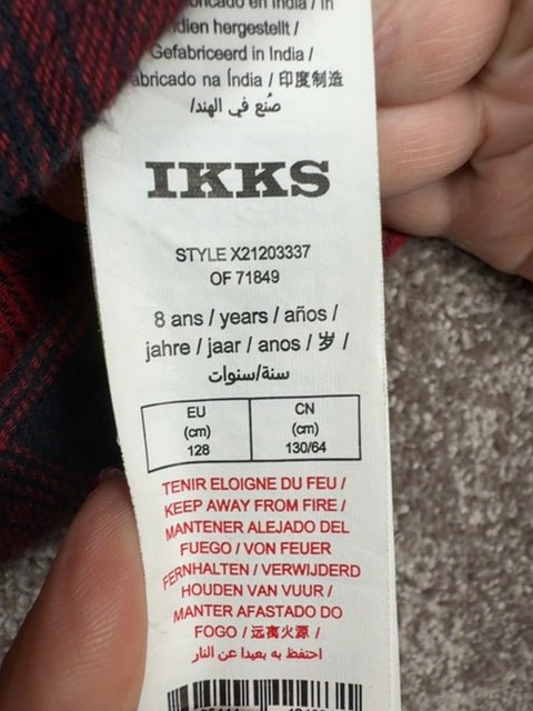Surchemise carreaux Ikks rouge et noir - 8 ans / 128 cm Réf: 645 - Sell4Me