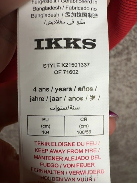 Sweat cap loose Ikks rouge - 4 ans Réf: 0604 - Sell4Me