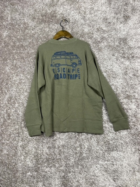 T-shirt manches longues Ikks Escape Road Trip khaki - 10 ans Réf: 653 - Sell4Me