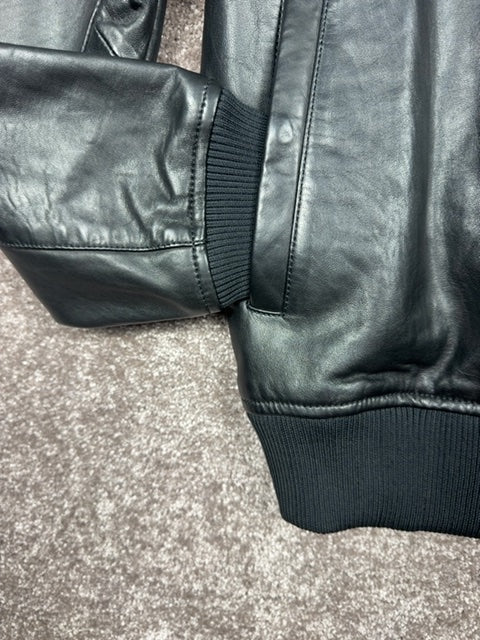 Veste Bomber Ikks en cuir noir - Taille S Réf: 684 - Sell4Me