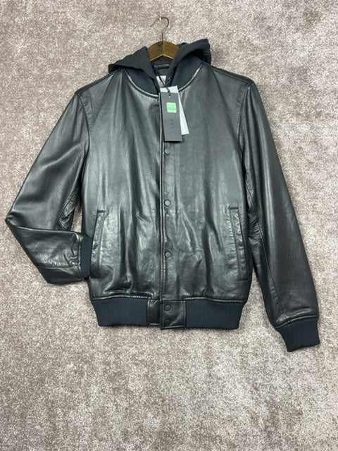 Veste Bomber Ikks en cuir noir - Taille S Réf: 684 - Sell4Me