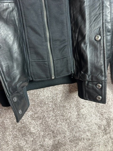 Veste Bomber Ikks en cuir noir - Taille S Réf: 684 - Sell4Me