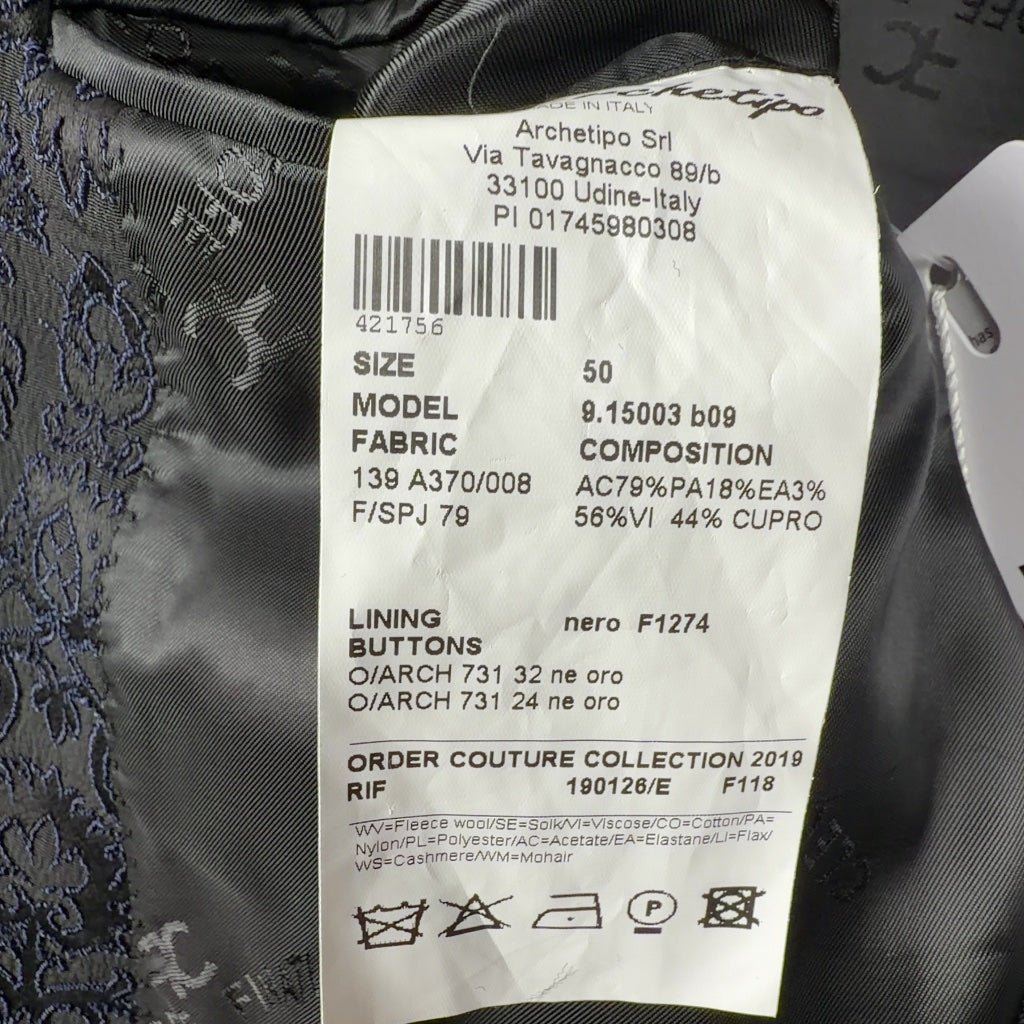 Veste costume Cleofe Finati noira avec motifs - Taille 50 - Sell4Me